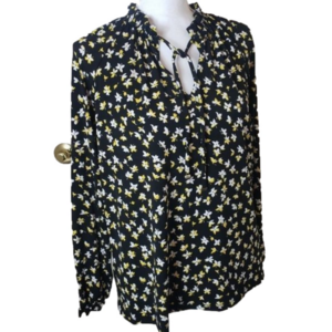 MK black floral blouse